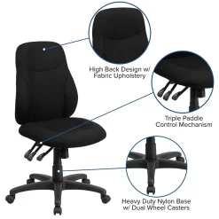 Outlet Brandy Armless Ergonomic Fabric Swivel Mid-Back Task Office Chair, Black (BT90297M) Office Chairs