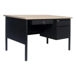 Best Cambridge 48"W Single Pedestal Desk, (GCMBLK173WOK) Office Desks