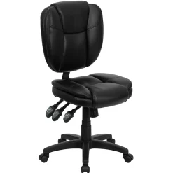 Sale Caroline Armless Ergonomic LeatherSoft Swivel Mid-Back Multifunction Task Office Chair, Black (GO930FBKLEA) Office Chairs