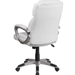 Online Carolyn LeatherSoft Swivel Mid-Back Executive Office Chair, White (GO2236MWH) Office Chairs