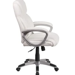 Online Carolyn LeatherSoft Swivel Mid-Back Executive Office Chair, White (GO2236MWH) Office Chairs