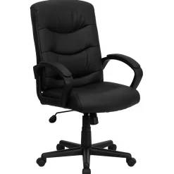 Sale Chelsea LeatherSoft Swivel Mid-Back Executive Office Chair, Black (GO9771BKLEA) Office Chairs
