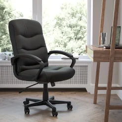 Sale Chelsea LeatherSoft Swivel Mid-Back Executive Office Chair, Black (GO9771BKLEA) Office Chairs