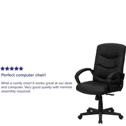Sale Chelsea LeatherSoft Swivel Mid-Back Executive Office Chair, Black (GO9771BKLEA) Office Chairs