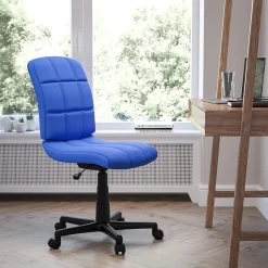 Best Clayton Armless Vinyl Swivel Mid-Back Quilted Task Office Chair, Blue (GO16911BLUE) Office Chairs