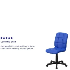 Best Clayton Armless Vinyl Swivel Mid-Back Quilted Task Office Chair, Blue (GO16911BLUE) Office Chairs