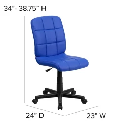 Best Clayton Armless Vinyl Swivel Mid-Back Quilted Task Office Chair, Blue (GO16911BLUE) Office Chairs