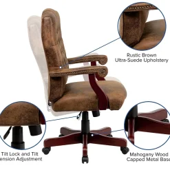 Online Derrick Microfiber Swivel Executive Office Chair, Bomber Brown (802BRN) Office Chairs