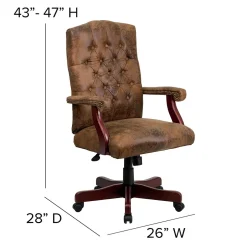 Online Derrick Microfiber Swivel Executive Office Chair, Bomber Brown (802BRN) Office Chairs