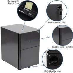 Hot 3-Drawer Cabinet, Legal & Letter Files, Black, 21