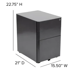 Hot 3-Drawer Cabinet, Legal & Letter Files, Black, 21