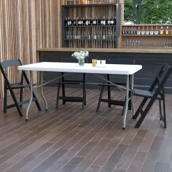 Sale Elon 5' x 30" Plastic Folding Table, Granite White (DADYCZ152) Folding Tables