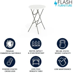 Clearance Elon Folding Table, 31.25" x 31.25", Granite White (DADYCZ80R2BAR) Folding Tables