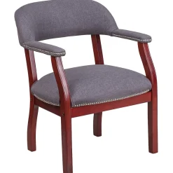 New Fabric Luxurious Conference Chair with Silver Trim Nails, Gray (BZ105GY) Office Chairs
