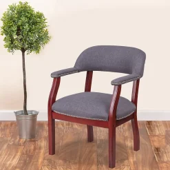 New Fabric Luxurious Conference Chair with Silver Trim Nails, Gray (BZ105GY) Office Chairs