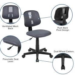 Online Flash Fundamentals Armless Ergonomic Mesh Swivel Mid-Back Task Office Chair, Gray (LF134GY) Office Chairs