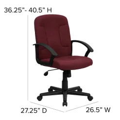 Discount Garver Fabric Swivel Mid-Back Executive Office Chair, Burgundy (GOST6BYFAB) Office Chairs