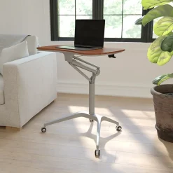 Online Gia 28"W Rectangular Adjustable Standing Computer Desk, Mahogany (NANIP10) Standing Desks