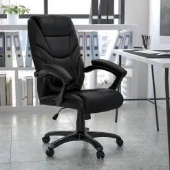 Online Greer Ergonomic LeatherSoft Swivel High Back Executive Office Chair, Black (GO724HBKLEA) Office Chairs