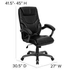 Online Greer Ergonomic LeatherSoft Swivel High Back Executive Office Chair, Black (GO724HBKLEA) Office Chairs