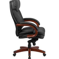 Online Hansel Ergonomic LeatherSoft Swivel High Back Executive Office Chair, Black/Mahogany (BT90171HS) Office Chairs