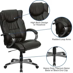 Hansel Ergonomic LeatherSoft Swivel High Back Executive Office Chair, Espresso Brown (BT9088BRN) Office Chairs