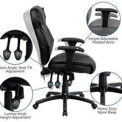 New Hansel Ergonomic LeatherSoft Swivel High Back Executive Office Chair, Black (BT9835H) Ergonomic Chairs