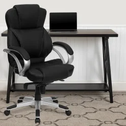 Hawkins Ergonomic LeatherSoft Swivel High Back Executive Office Chair, Black (H9626L2) Office Chairs