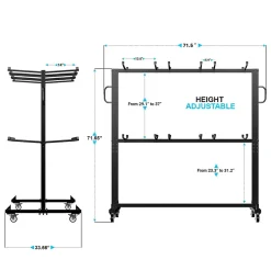 Hand Trucks & Dollies<Flash Furniture Hawkins Folding Table and Chairs Mobile Cart, 660 lb. Capacity, Black (QINSHD245425)