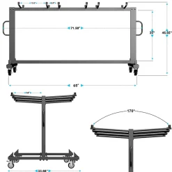 Hand Trucks & Dollies<Flash Furniture Hawkins Folding Table and Chairs Mobile Cart, 330 lb. Capacity, Black (QINFRCW45425)