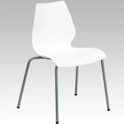 Sale HERCULES Series Plastic Stack Chair with Lumbar Support, White (RUT288WH) Folding & Stacking