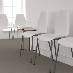 Sale HERCULES Series Plastic Stack Chair with Lumbar Support, White (RUT288WH) Folding & Stacking