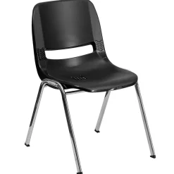 Online HERCULES Series Plastic Shell Stack Chair, Black/Chrome (RUT18BKCHR) Folding & Stacking