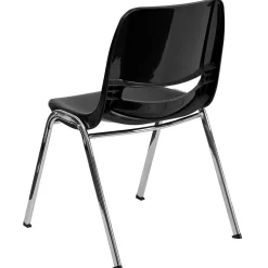 Online HERCULES Series Plastic Shell Stack Chair, Black/Chrome (RUT18BKCHR) Folding & Stacking