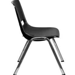 Online HERCULES Series Plastic Shell Stack Chair, Black/Chrome (RUT18BKCHR) Folding & Stacking