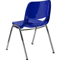 New Hercules Molded Plastic Shell Stackable Chair With Chrome Frame, Navy, 16/Pack Folding & Stacking