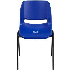 Clearance Hercules Shell Ergonomic Stack Chair With Black Frame and 14" Seat, Navy, 15/Pack Folding & Stacking
