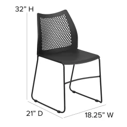 Hot HERCULES Series Plastic Stack Chair with Air-Vent Back and Sled Base, Black (RUT498ABK) Folding & Stacking