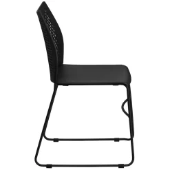 Hot HERCULES Series Plastic Stack Chair with Air-Vent Back and Sled Base, Black (RUT498ABK) Folding & Stacking