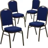 Discount HERCULES™ Fabric Gold Vein Frame Crown Back Banquet Chair, Navy Blue, 4/Pack (4FDC01GV208) Folding & Stacking