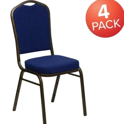 Discount HERCULES™ Fabric Gold Vein Frame Crown Back Banquet Chair, Navy Blue, 4/Pack (4FDC01GV208) Folding & Stacking