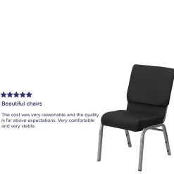Outlet HERCULES Series Fabric Stacking Church Chair, Black Patterned/Silver Vein Frame (FCH185SVJP02) Folding & Stacking