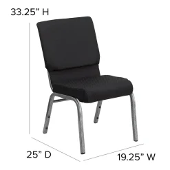 Outlet HERCULES Series Fabric Stacking Church Chair, Black Patterned/Silver Vein Frame (FCH185SVJP02) Folding & Stacking