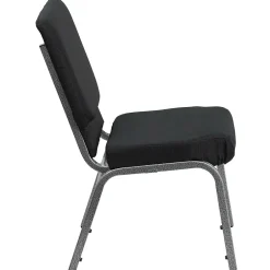 Outlet HERCULES Series Fabric Stacking Church Chair, Black Patterned/Silver Vein Frame (FCH185SVJP02) Folding & Stacking