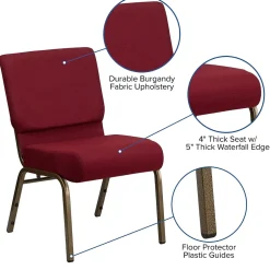 Outlet HERCULES Series Fabric Church Stacking Chair, Burgundy/Gold Vein Frame (FCH2214GV369) Folding & Stacking