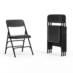 Discount HERCULES Vinyl Upholstered Reception Chair, Black, 4/Pack (HA-MC309AV-BK-GG) Folding & Stacking