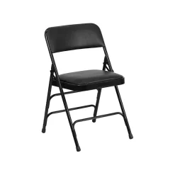 Sale HERCULES™ Curved Triple Braced Vinyl Armless Folding Chair, Black, 12/Pack (12HAMC309AVBK) Folding & Stacking