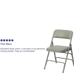 HERCULES™ Curved Triple Braced Vinyl Armless Folding Chair, Gray, 4/Pack Folding & Stacking