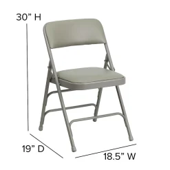HERCULES™ Curved Triple Braced Vinyl Armless Folding Chair, Gray, 4/Pack Folding & Stacking