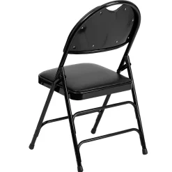 Sale HERCULES™ Triple Braced Vinyl Armless Folding Chair, Black, 4/Pack (4HAMC705AV3BK) Folding & Stacking
